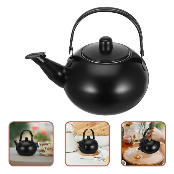 PTOOTP Black Stainless Steel Teapot with Lid and Strainer for Stovetop Brewing
