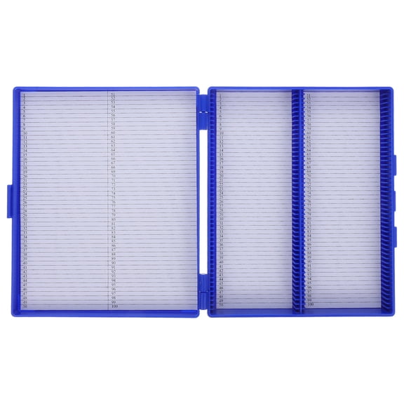 PTOOTP Microscope Slide Storage Case Blue Plastic Organizer with Numbered Slots for Labs