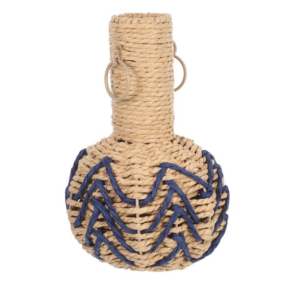 PTOOTP Handwoven Blue Paper Rope Vase Rustic Farmhouse Floral Holder for Dried Arrangements