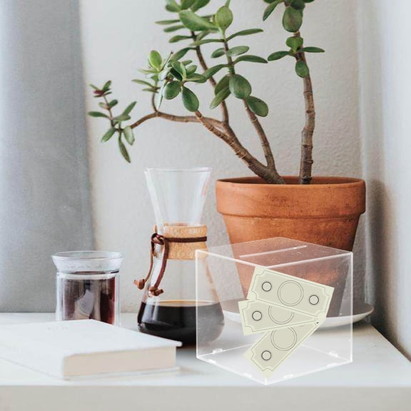 PTOOTP Clear Acrylic Money Jar with Lid, Savings Bank for Home and Office, Stylish Transparent Container