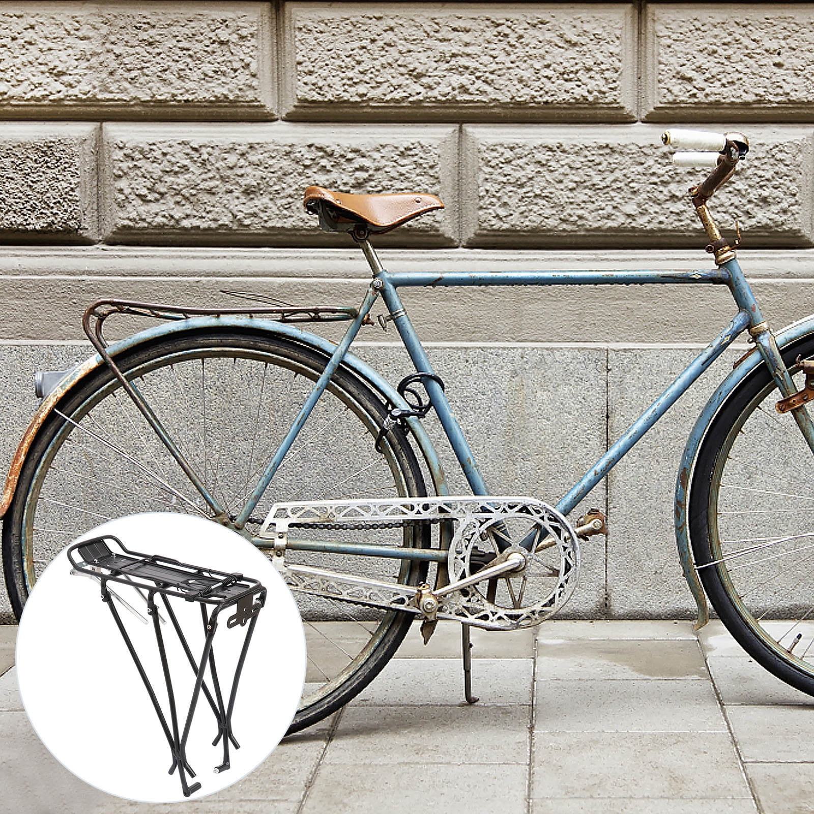 PTOOTP Lightweight Rear Bike Cargo Rack - Bike Stand for Backpack ...