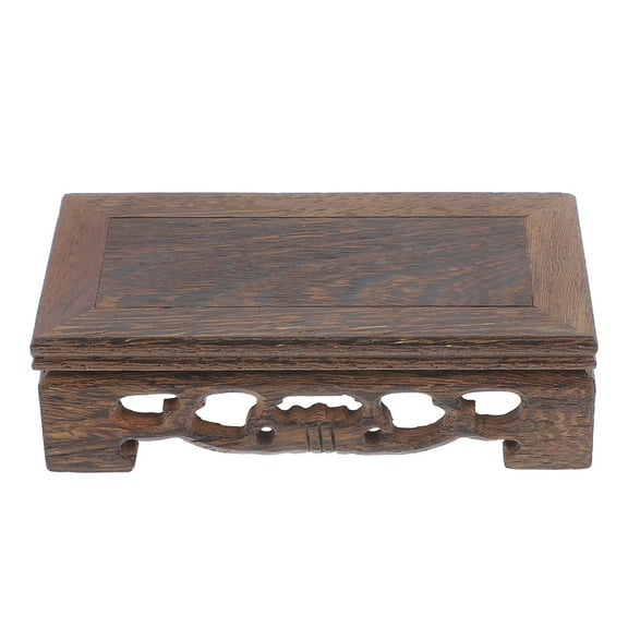 PTOOTP Rectangular Wooden Display Stand in Coffee for Indoor Decor Teapot Bonsai Vase