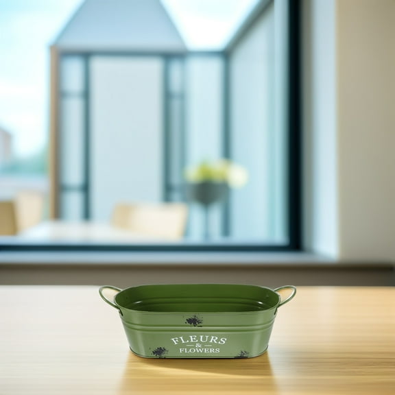 PTOOTP Retro Iron Flower Pot Dark Green Decorative Planter Container for Indoor Space