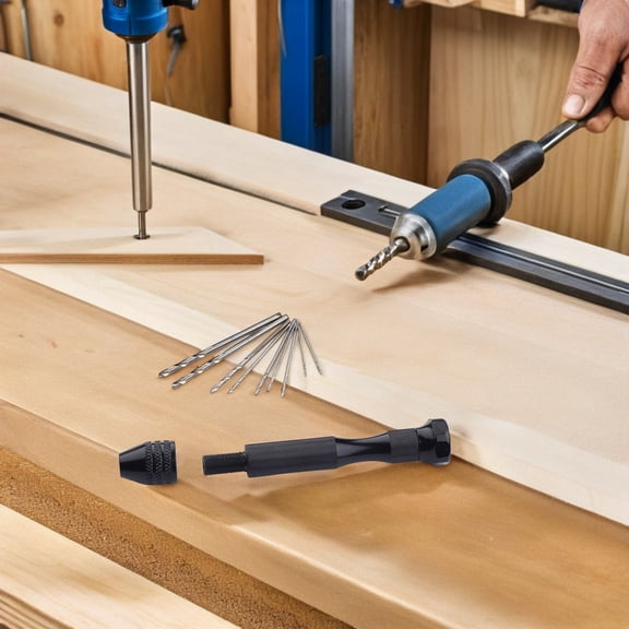 PTOOTP Pin Vise Hand Drill with Drill Bits Set of 11 Pieces Rotary Tools for Models and Hobby