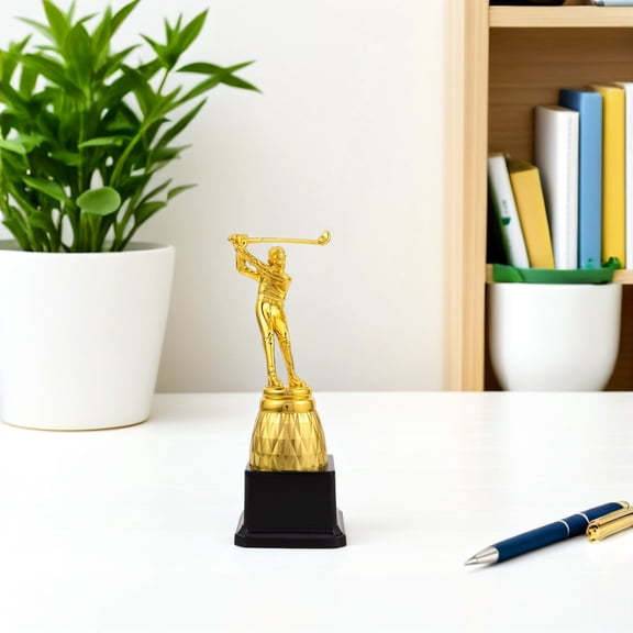 PTOOTP Plated Gold Plastic Billiard Trophy with 3D Player Statue for Pool Tournament Awards and Snooker Competitions