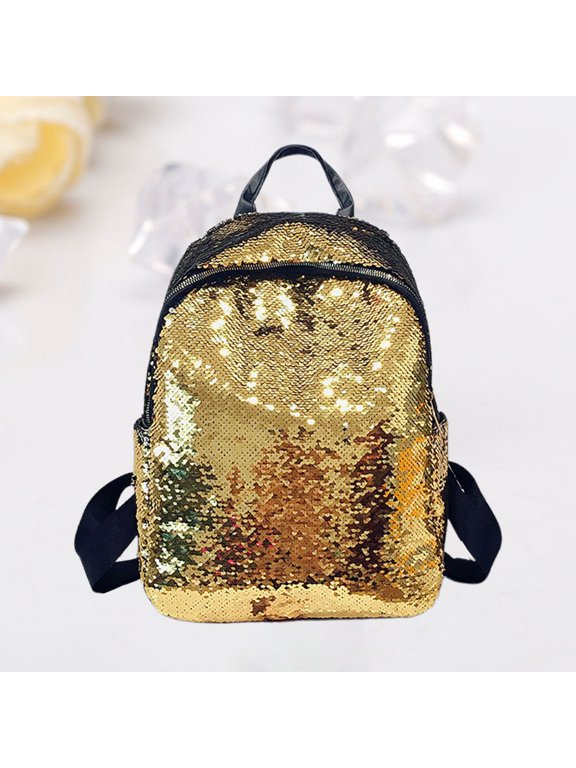 Portable PU Backpack with Spacious Storage, Sparkling Sequins, Lightweight Design for Travel, Outdoor Use and Daily Carry