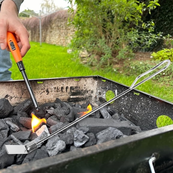 PTOOTP Portable Plated Silver Fire Stove Ash Rake with Ergonomic Handle for Grill Cleanup
