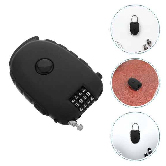 PTOOTP Retractable Adjustable Bike Lock Steel Wire Black 1Set