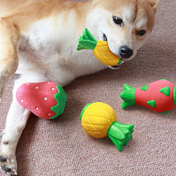 PTOOTP Pineapple Shaped Chew Toy Dog Sound Toy Latex 1Set