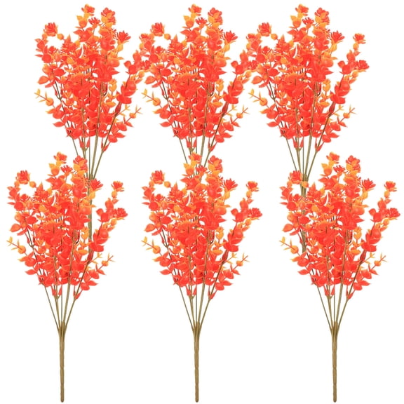 PTOOTP Red Artificial Eucalyptus Leaves 6 Pcs for Home Decor Wedding Centerpieces and Floral Arrangements