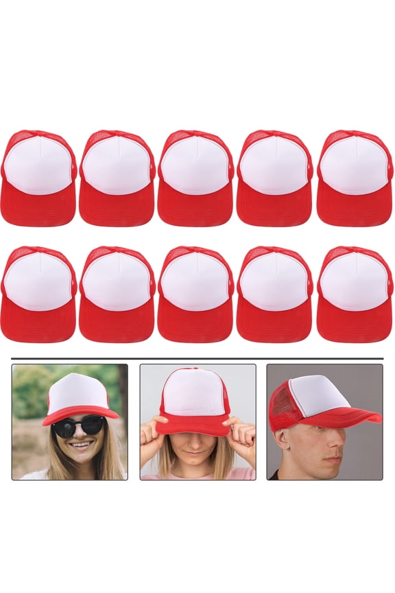 Red Blank Sublimation Baseball Caps Men Women DIY Printing 10pcs