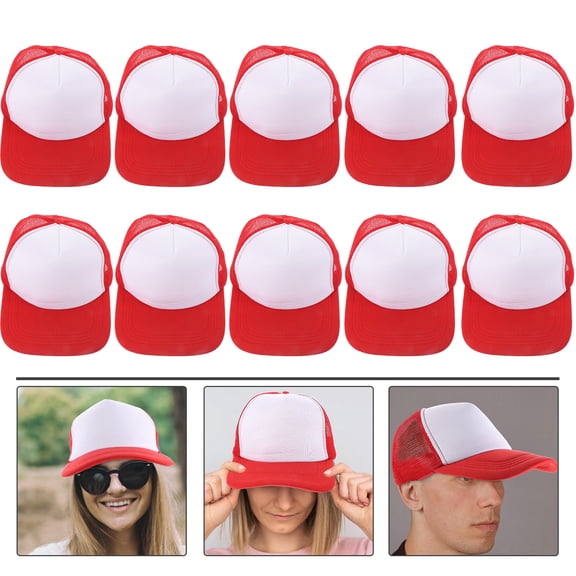 PTOOTP Red Blank Sublimation Baseball Caps Men Women DIY Printing 10pcs