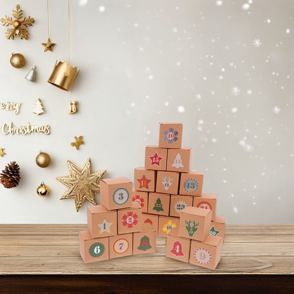 PTOOTP Christmas Countdown Drawers Refillable Advent Box Multi Colored Paper for Home 1Set