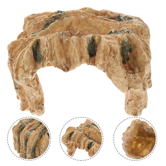 PTOOTP Coffee Resin Turtle Cave with Hexagon Climbing Hole Realistic Shelter for Aquarium and Terrarium