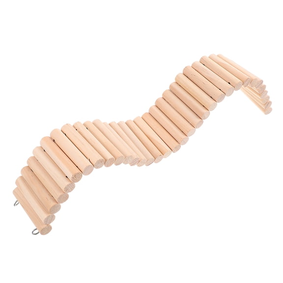 PTOOTP Reptile Hammock and Small Animal Wooden Bridge Set, Climbing Ladder Toy for Hamsters, Gerbils, Lizards, Exercise Play