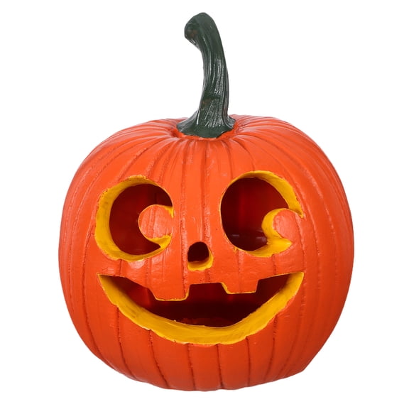 PTOOTP Orange Pumpkin Resin Statue for Decorative Use Perfect for Parties and Home Decor 12.5x8.5x8.5 Inches