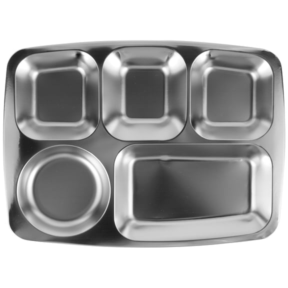 PTOOTP 201 Stainless Steel Deep Divided Food Serving Tray 1 Piece