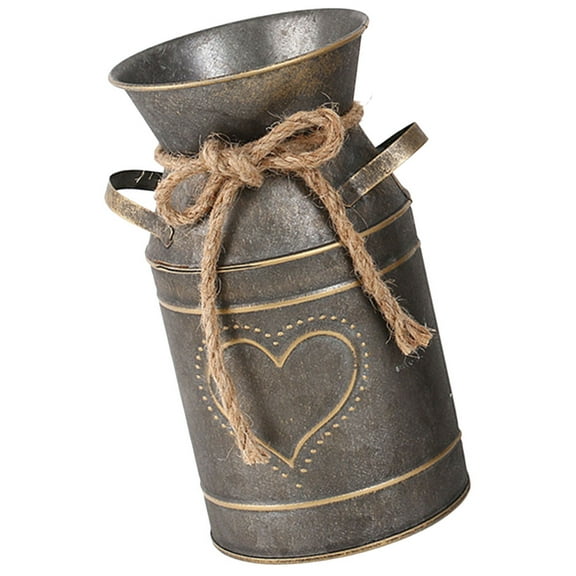 PTOOTP Retro Style Galvanized Iron Flower Bucket Vase Perfect for Balcony Living Room Decor
