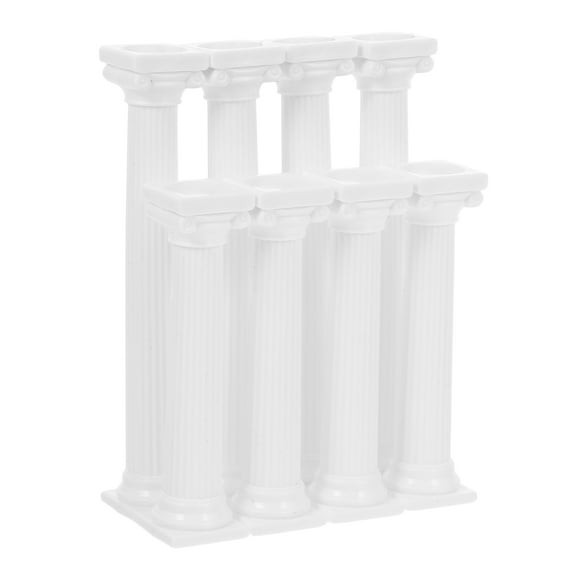 PTOOTP 8-Piece White Plastic Cake Pillars Decorative for Multi-Tiered Cake Support and Decoration