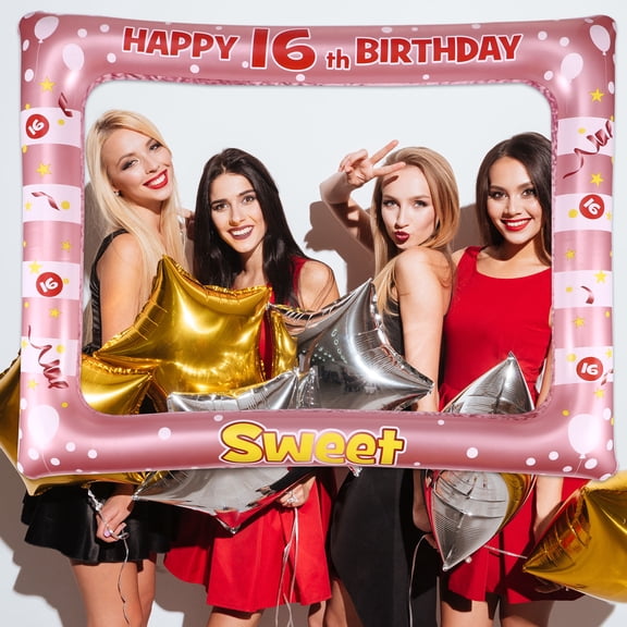 PTOOTP 1 Pc Photo Booth Props Frame Rose Gold Plastic Birthday Celebration for Family Friends