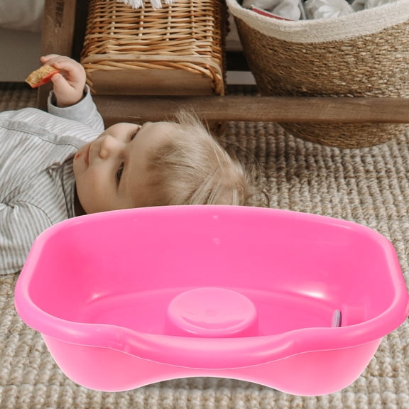PTOOTP Plastic Hair Washing Basin for Elderly Bedridden Use Oval Rosy Design