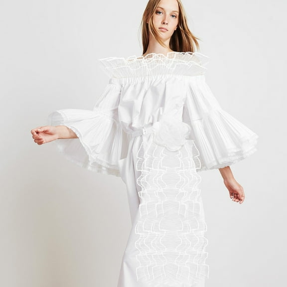 PTOOTP Ruffle Trim Ribbon White Polyester for Sewing Projects Elegant Design