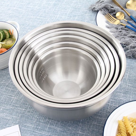 PTOOTP Rust Resistant Stainless Steel Mixing Bowl with Deep Construction for Fruit Salad and Eggs