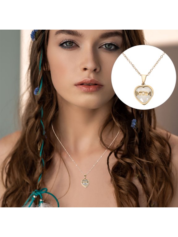 White Titanium Steel Heart Necklace, Rust-Resistant Pendant, Perfect for Mothers
