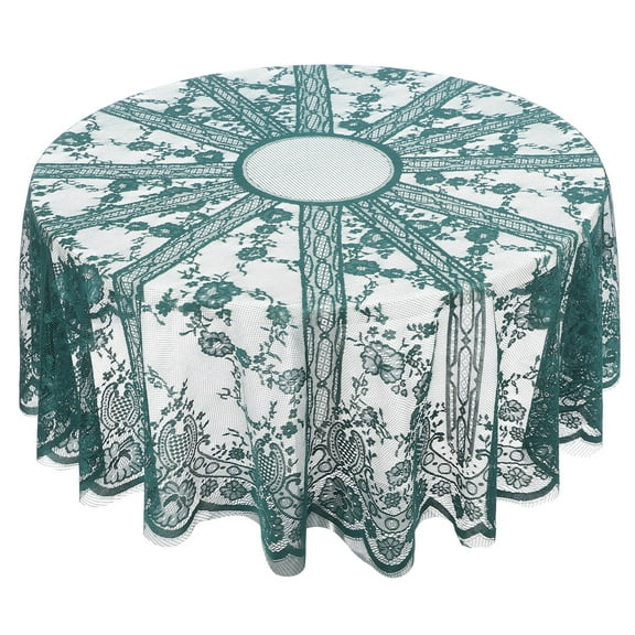 PTOOTP Green Round Lace Tablecloth Floral Decorative Table Cover for Party, Picnic, Dining and Home Use