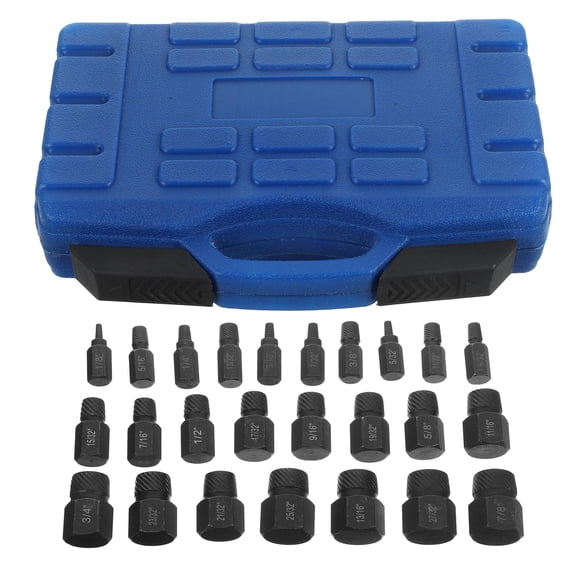 PTOOTP 1 Set Heavy Duty Screw Extractor Kit Alloy Steel Bolt Remover with Storage Case and Easy to Use