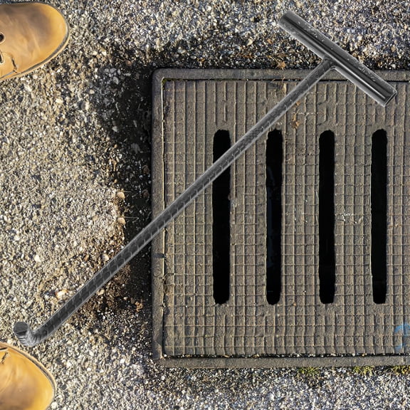PTOOTP Manhole Cover Lifting Tool with T Bar Hook Stainless Steel for Reliable and Safe Door Operation