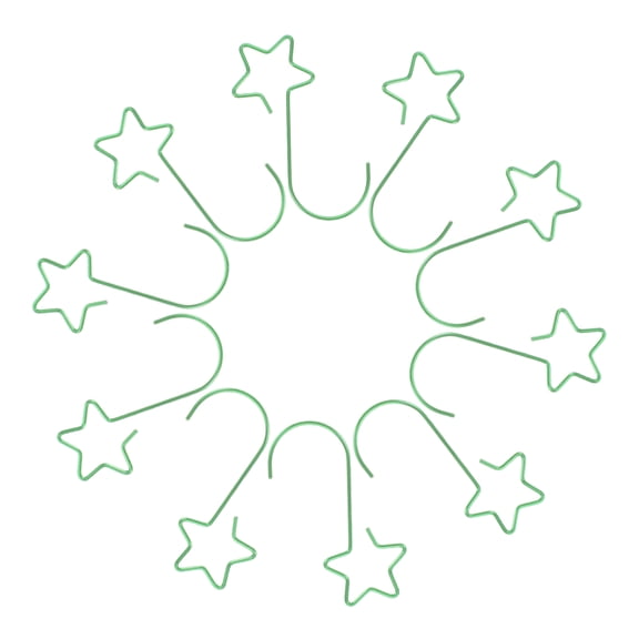 PTOOTP Green Coated Star Shaped Wire Hooks for Christmas Tree Ornaments, Festive Decoration Hangers