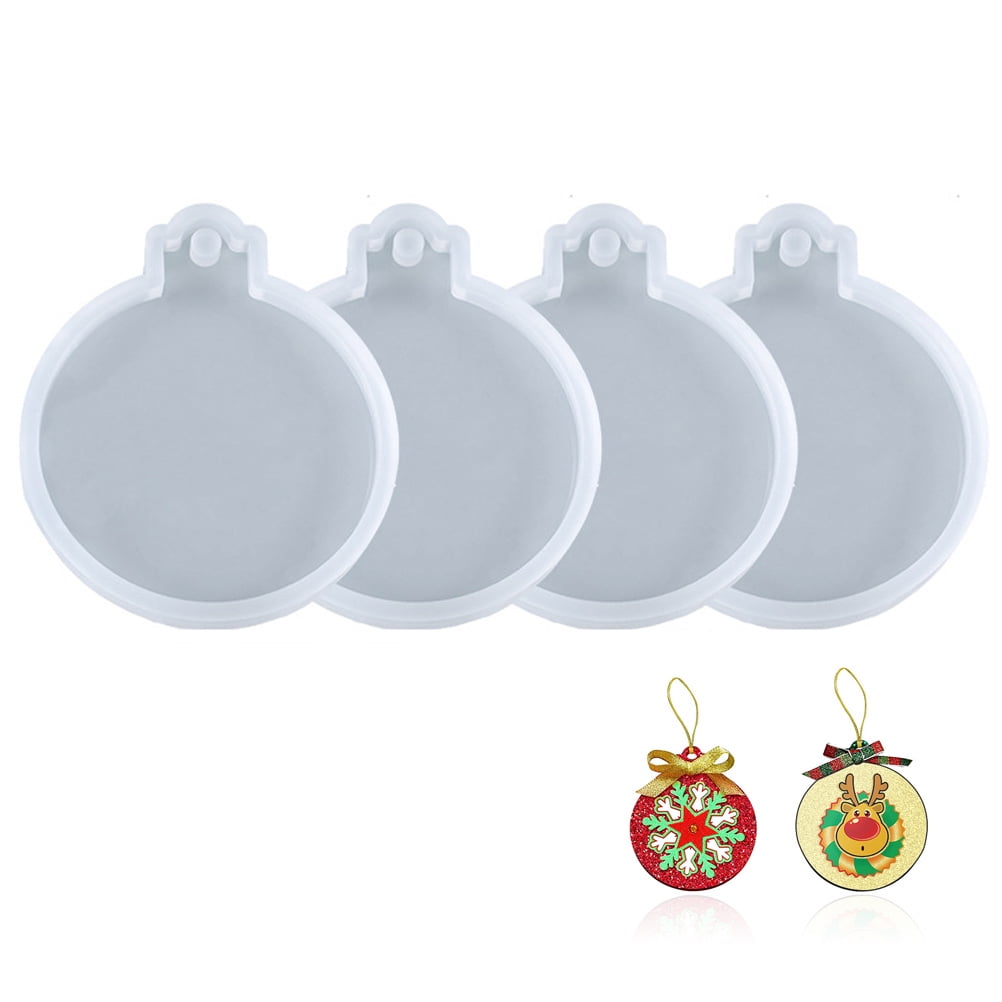 PTOOTP 4Pcs Silicone Round Christmas Ornament Mold for Epoxy Resin Craft Supplies