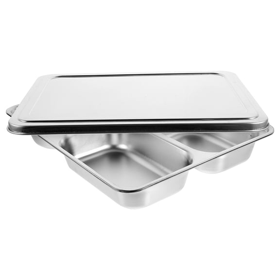 PTOOTP 304 Stainless Steel Deep Divided Serving Platter With 201 Steel Lid 1 Set
