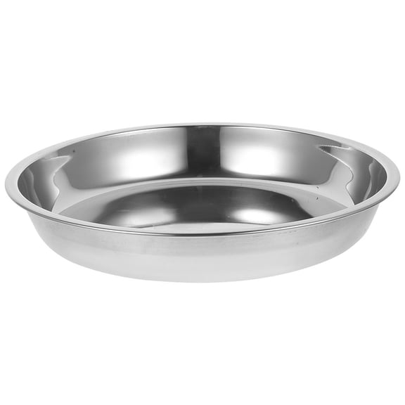 PTOOTP Polished Stainless Steel Dinner Plate Versatile Pan for Steaming and Baking
