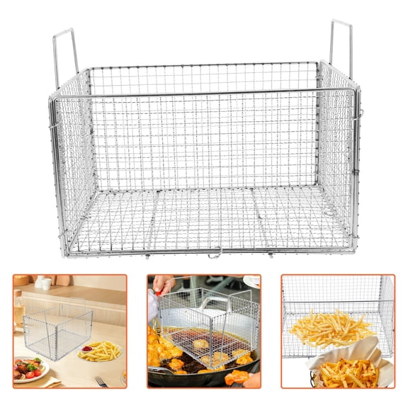 PTOOTP Foldable Stainless Steel Fryer Drainer Basket for Kitchen Cooking 1Pack