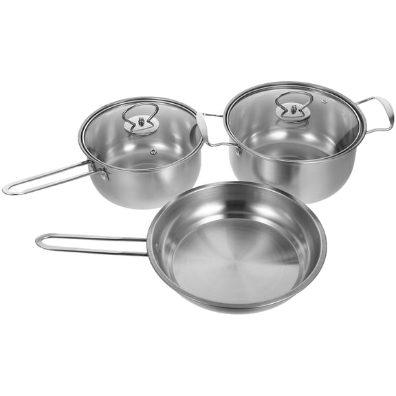 PTOOTP Lightweight 410 Stainless Steel Kitchen Cookware Set Multi-Functional Home Cooking Pots Pans