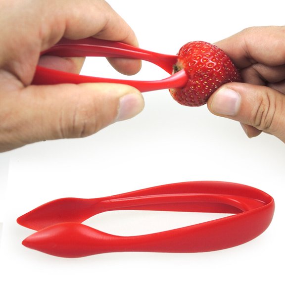 PTOOTP 2-Pack Red Strawberry Stem Remover Clamp - Easy-to-Use Kitchen Gadget for Fast and Efficient Fruit Prep at Home