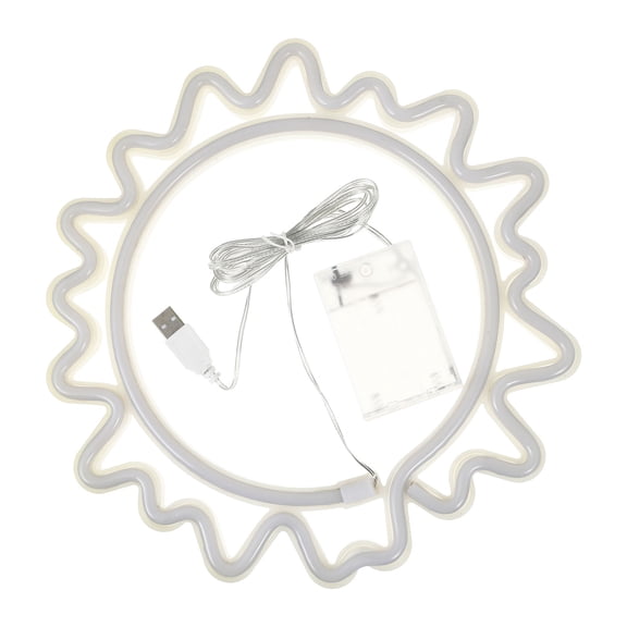 PTOOTP White USB Powered Sun Shaped Neon Light for Indoor Decor and Room Atmosphere