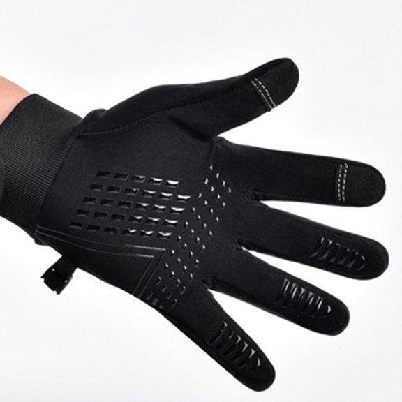 PTOOTP Black Nylon Winter Athletic Gloves with Silicone Grip and Fleece Lining for Outdoor Riding and Sports
