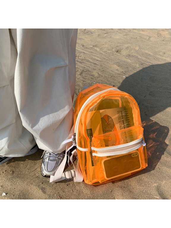 Orange Jelly Transparent Backpack Durable and Lightweight for Storage Use