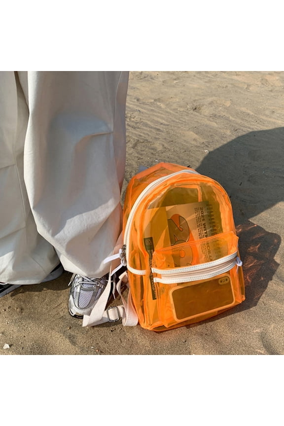 Portable Orange Jelly Backpack Transparent School Bag with Strong Wear Resistance