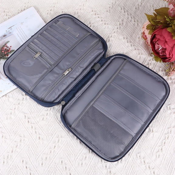 PTOOTP Travel Passport Holder Navy Document Organizer Bag Long Design Portable Handbag