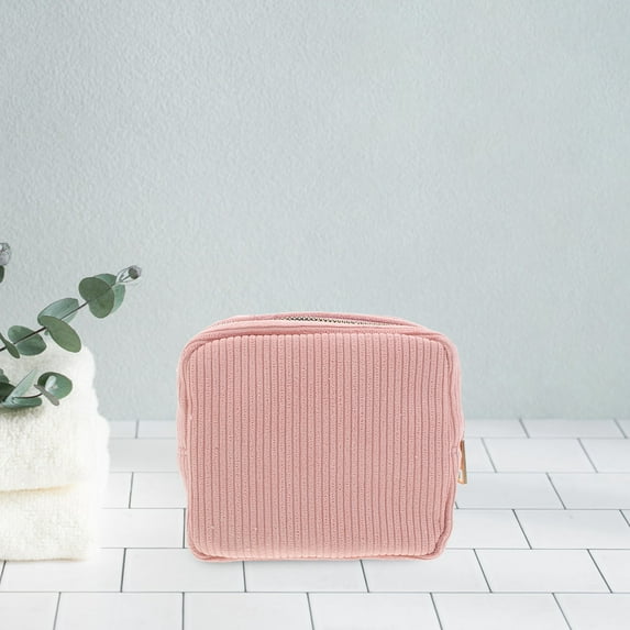 PTOOTP Portable Corduroy Makeup Bag Organizer Travel Cosmetic Storage Pouch for Women and Girls
