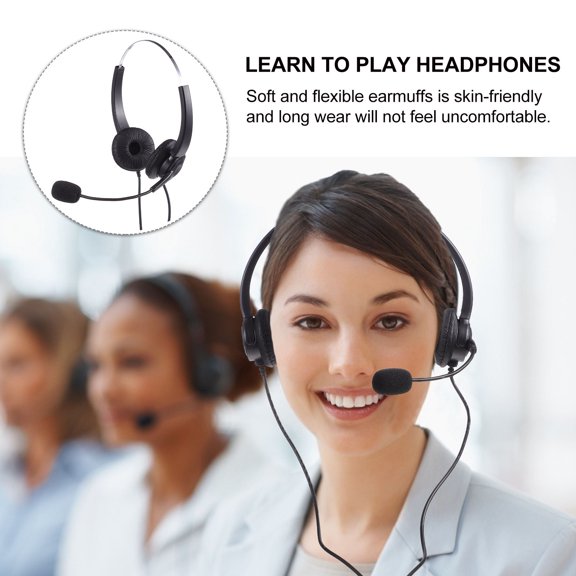 PTOOTP Business Use USB Headphones with Mic Wired Volume Adjustment Black 1 Piece
