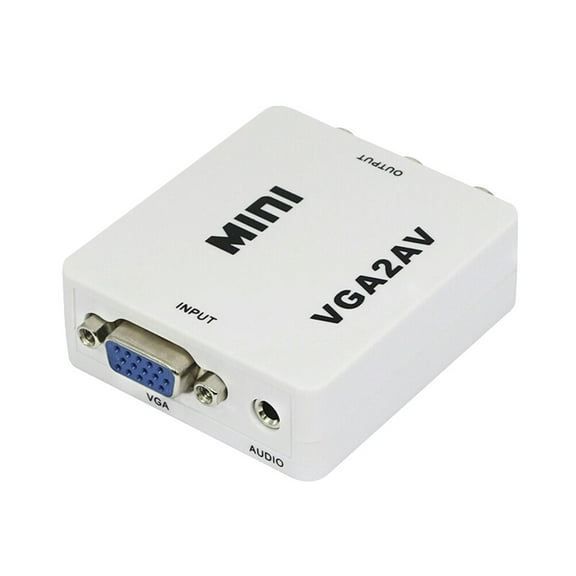 PTOOTP Vga Video Audio Converter White for High Resolution Pc to TV