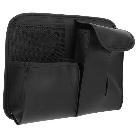 PTOOTP Car Organizer Case Black PU Material for Backseat Storage with Tissue Holder and Phone Pocket