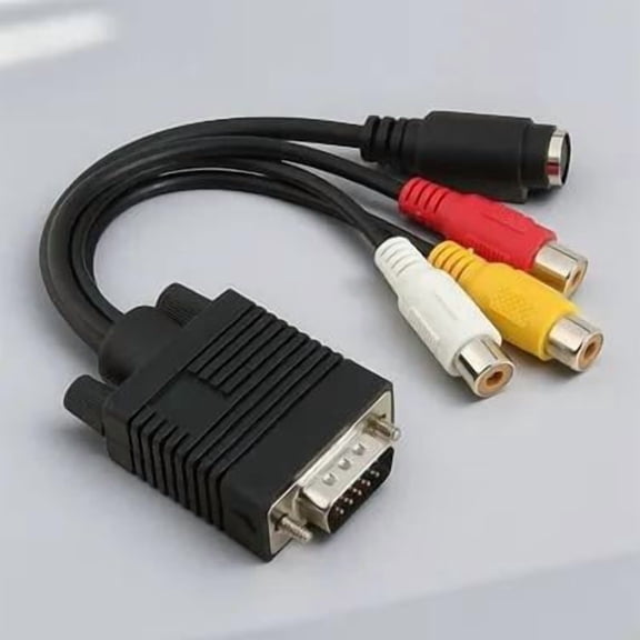 PTOOTP Vga to 3 Rca Av Adapter Cable Black Pure Copper for Video Conversion