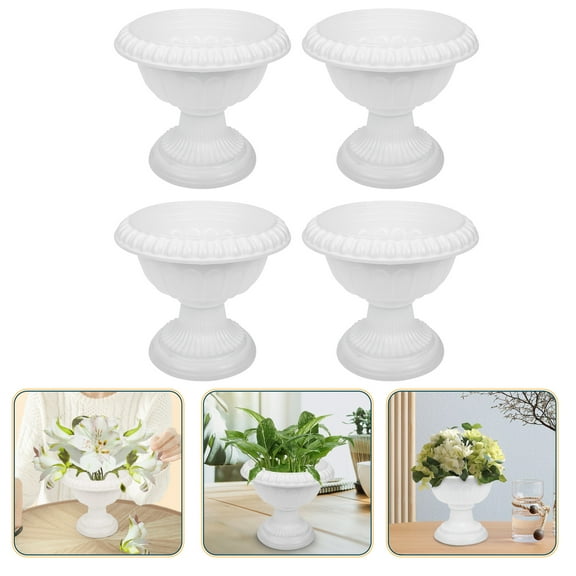 PTOOTP Decorative White Plastic Roman Style Urn Planter for Home Garden Wedding Event