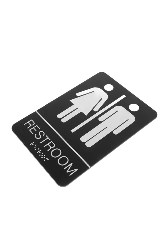 Black Acrylic WC Door Sign Unisex Design, Bathroom Door Marker, 1 Set
